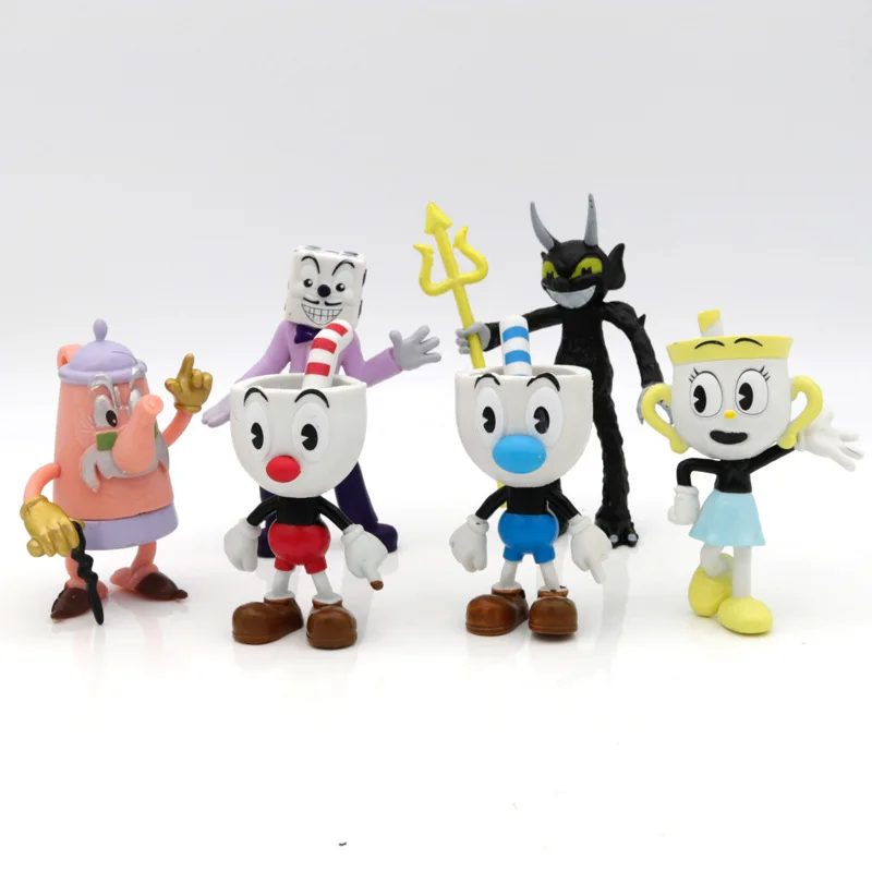 6 teile/satz Cuphead Mugman Die Kelch Modell Entzückende Mode Spielzeug Nette Cartoon Ornament Brinquedos Geschenke Für Freunde Weihnachten Geschenk