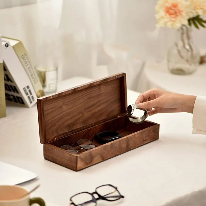 Black walnut high-end desktop storage box watch display box storage box solid wood jewelry box