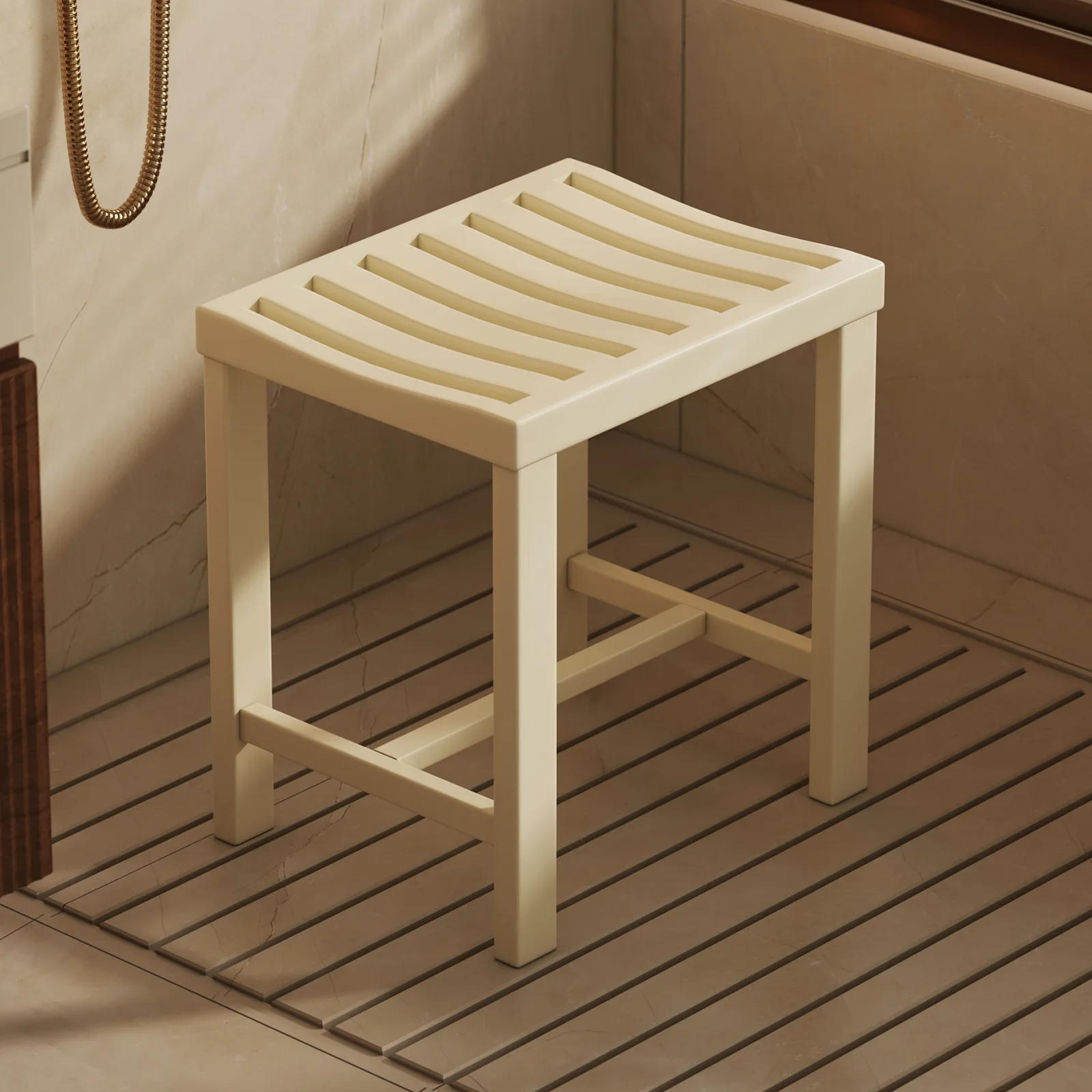 Bath stool bathroom special non-slip household bathroom solid wood low stool creative thickened