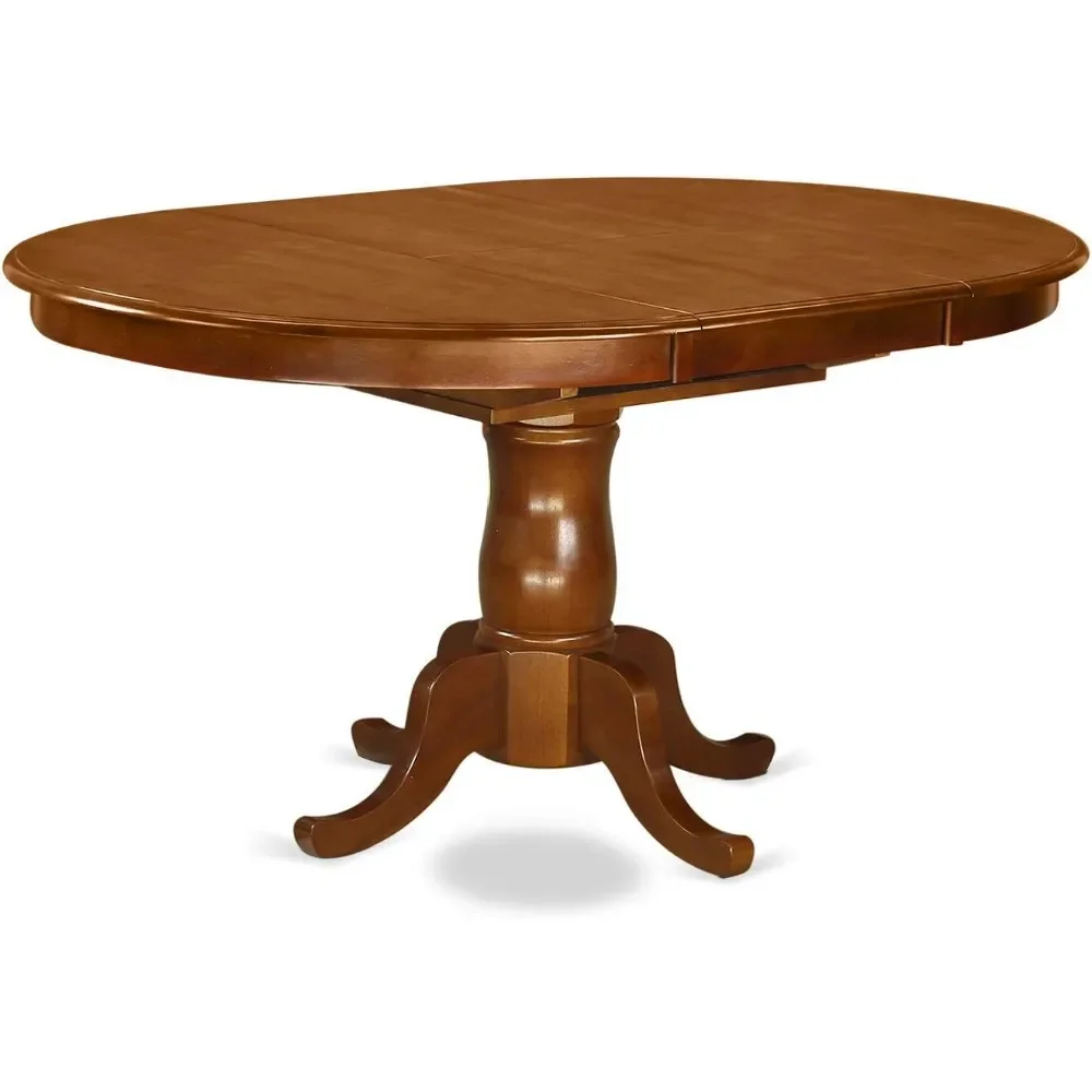 O conjunto de mesa de jantar de 7 peças PORT7-SBR-C inclui uma mesa de jantar oval com folhas de borboleta e 6 cadeiras estofadas em linho