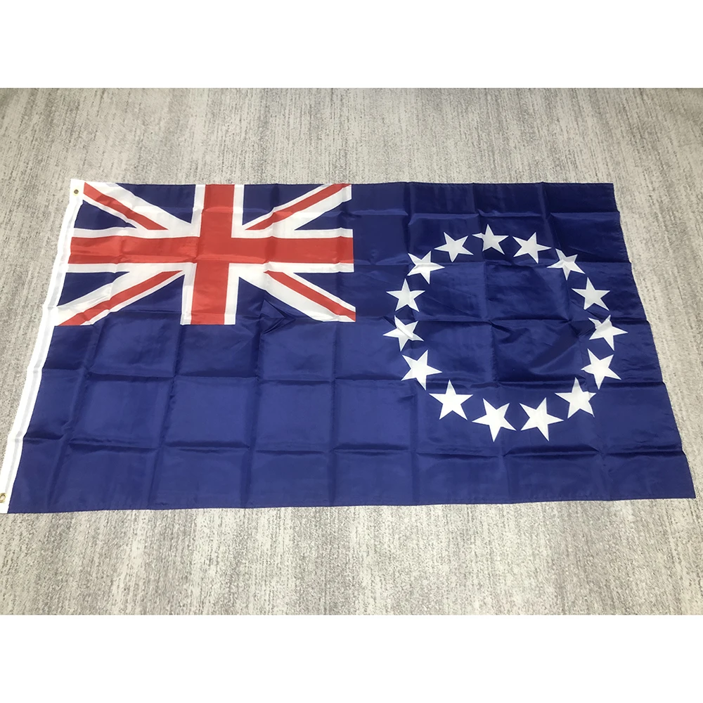 Cook Islands flag 3x5fts 90X150CM double penetration polyester hanging banner Cook Islands national Flag for decoration