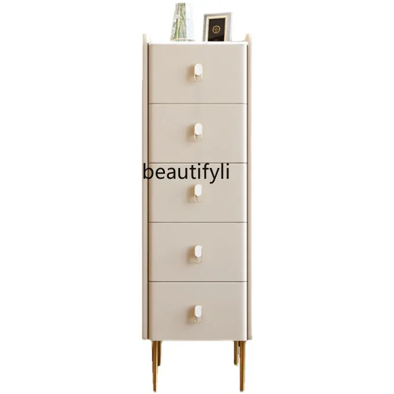 

yj Chest of Drawers Light Luxury and Simplicity Modern Pure Solid Wood Stone Plate 30cm Narrow Storage Wall Cabinet