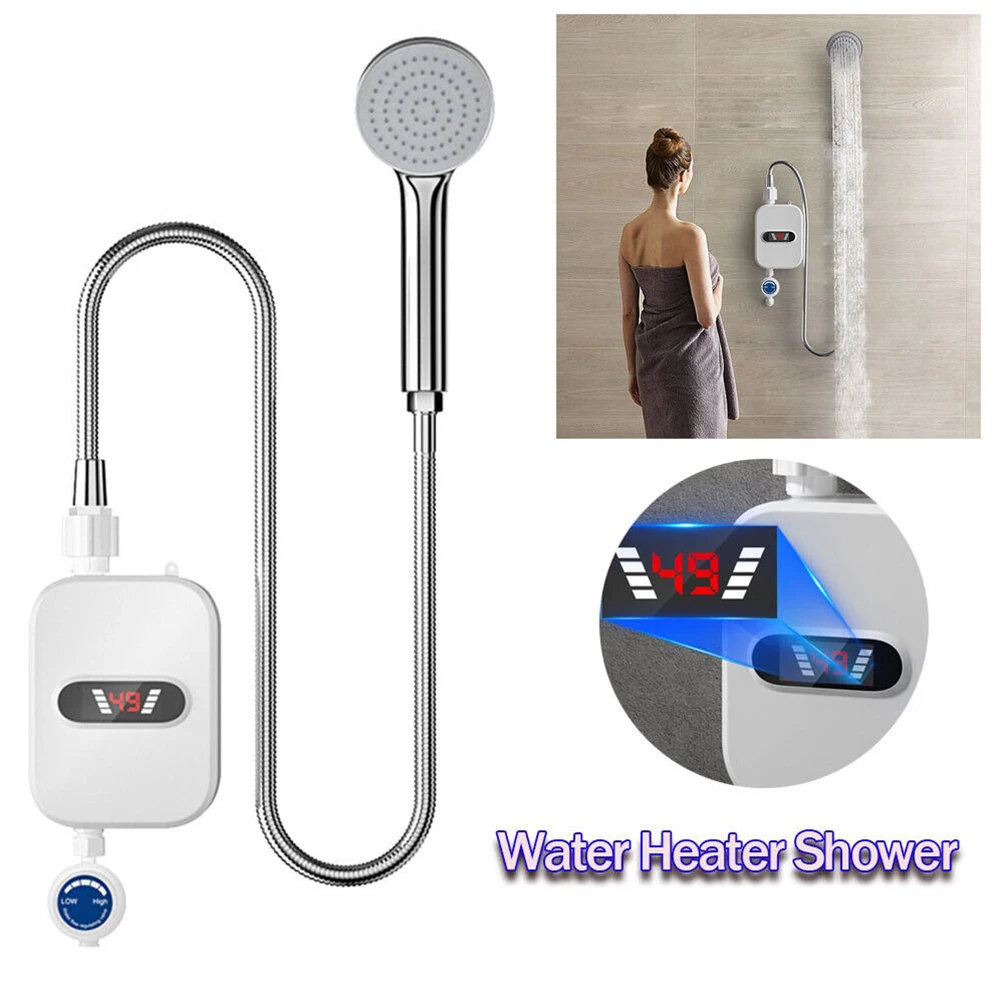 

3000W Tankless Hot Water Heater Shower US EU UK Plug Instant Electric Water Heater Shower Digital Display Bathroom Faucet Heater