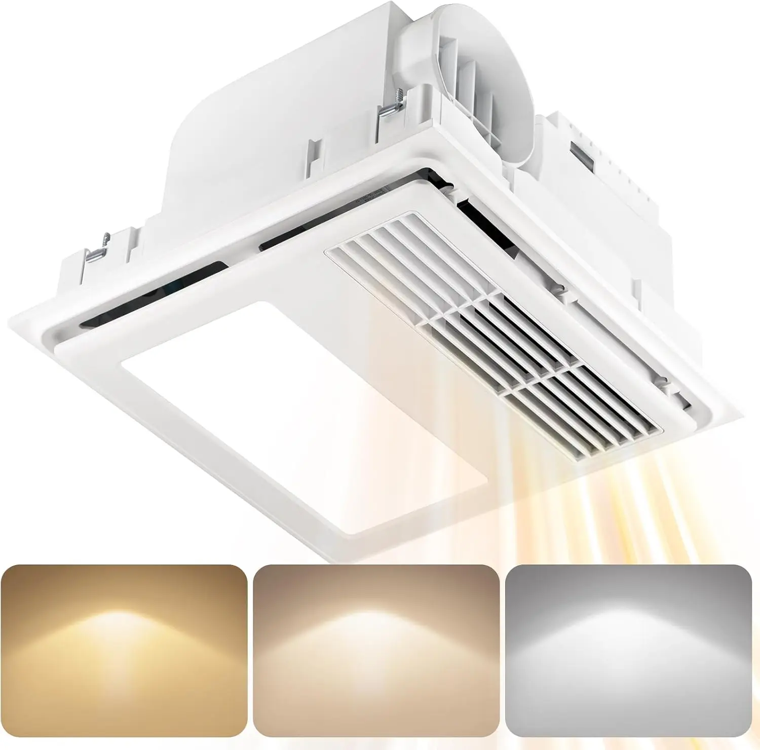 Bathroom Exhaust Fan with Heater, 110 CFM 1.5 Sone Bathroom Exhaust Fan with Light, 35W Bathroom Fan with LED Light 2700K/3500K/