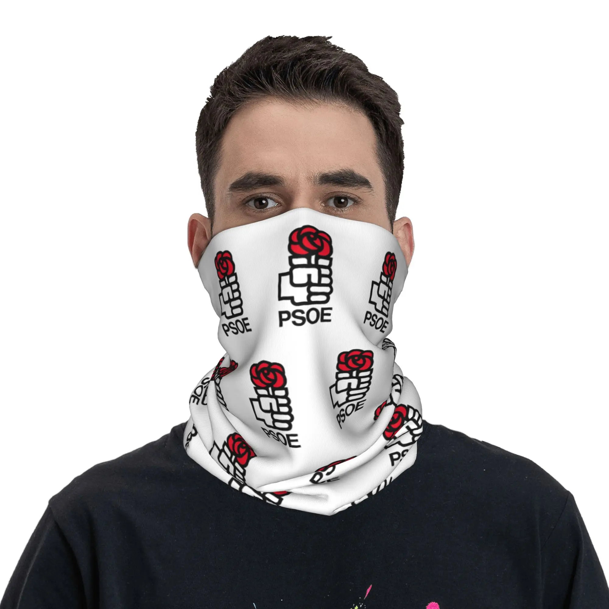 

PSOE Logo Pedro Sanchez Bandana Neck Cover Printed Balaclavas Mask Scarf Warm Cycling Fishing Unisex Adult Windproof