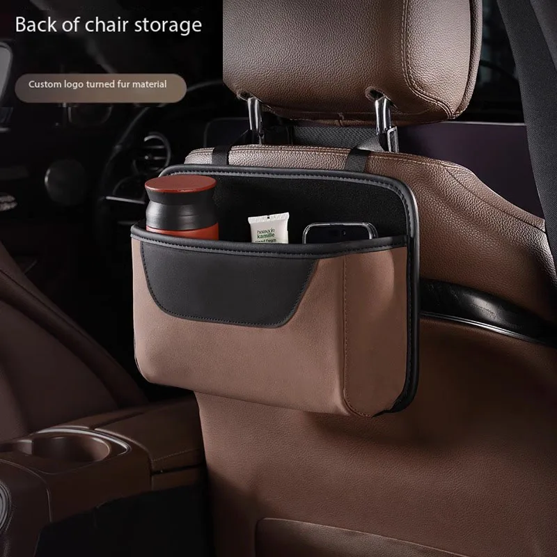 High End Thickening Car Seat Back Storage Bag Multi-functional Chair Back Water Cup Tissue Bag Storage Garbage Bag Popular Item