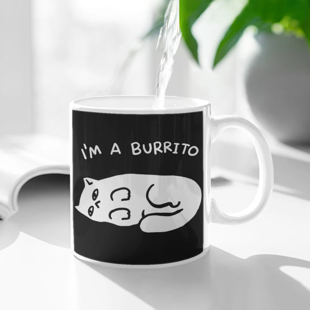 

Im a burrito cat Ceramic Cup Coffee Oatmeal Breakfast Cup Creative Personality Mug