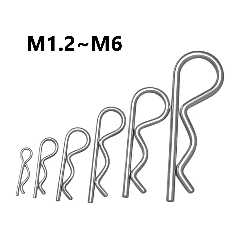 1~20Pcs 304 Stainless Steel R Type Spring Cotter Pins M1.2 M1.5 M1.8 M2 M2.5 M3 M3.5 M4 M5 M6 Wave Shape Split Clamp Pins
