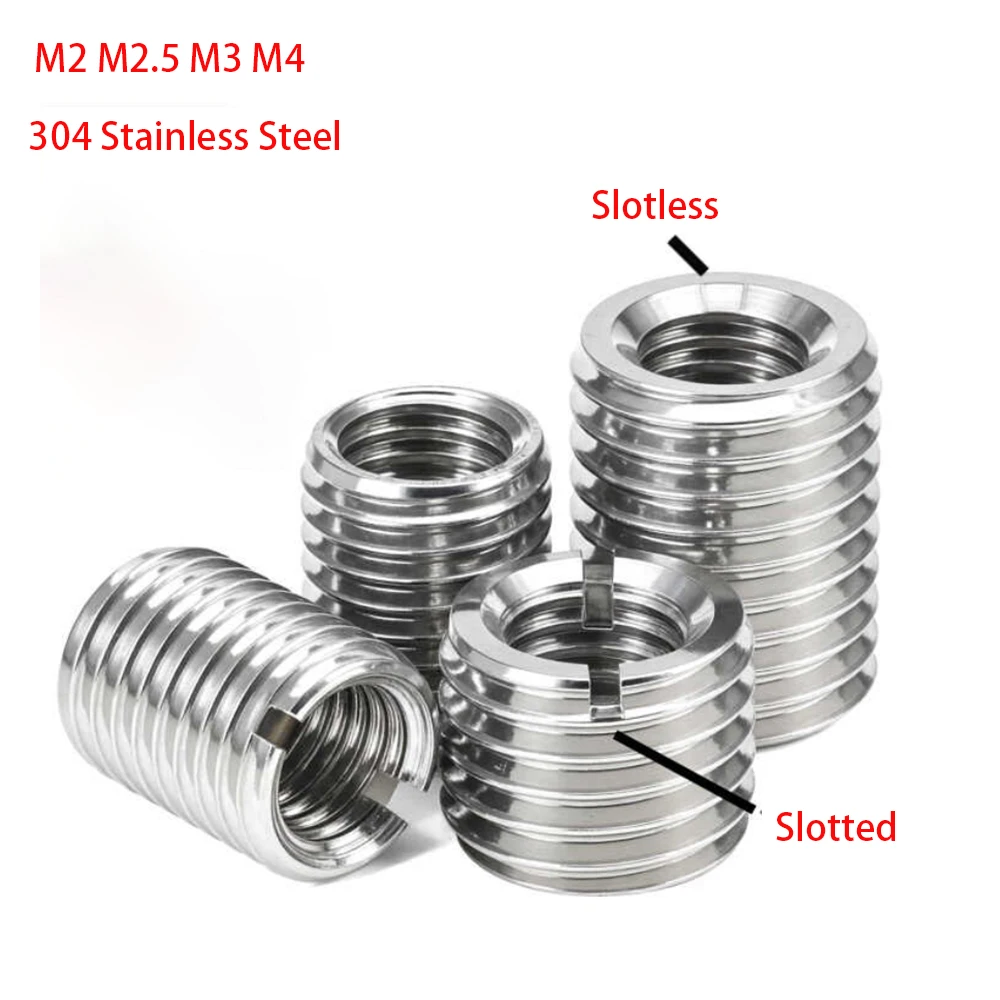 10pcs M2 M2.5 M3 M4 304 Stainless Steel Slotted/Slotless Inside Outside Thread Adapter Screw Insert Sleeve Conversion Nut