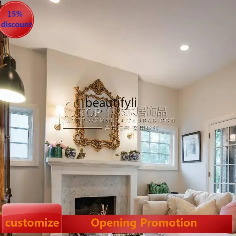 

smt7486 new ssGold carved bathroom vanity table mirror bathroom bathroom wall hanging porch decorative mirror ss 7486