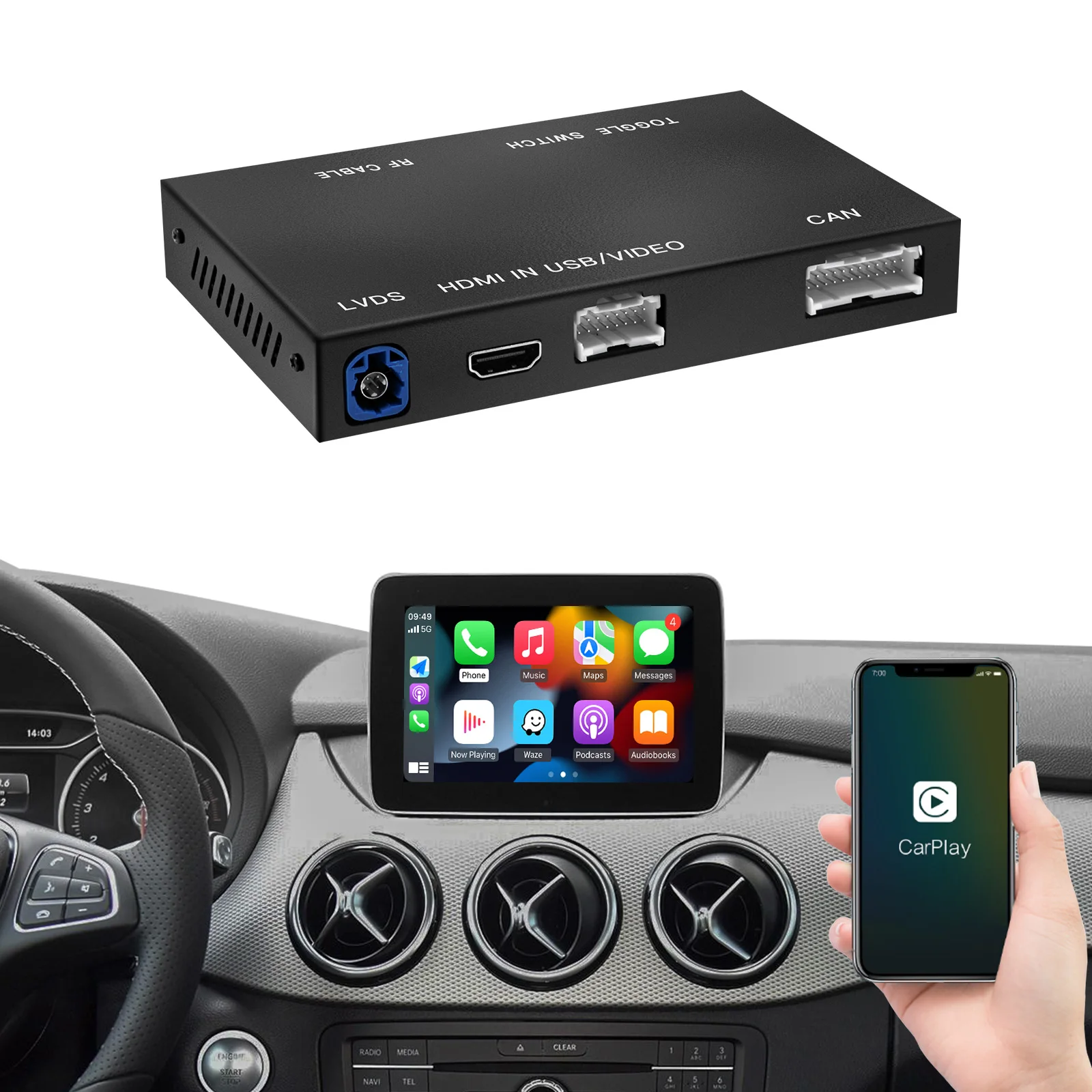 Wireless Carplay Support Smart Multimedia Screen Android Auto Maps Decoder Box For Mercedes Benz Slk R172 2011-2015