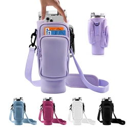 30oz/40oz Anti-fall Tumbler Insulated Water Bottle Cover Sleeve for Vacuum Cup Neoprene Protective Carrier Bag with Pouch Strap