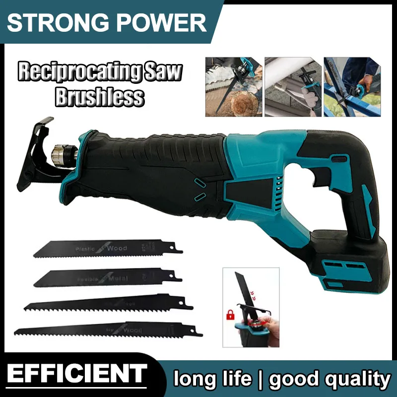 

Fit Makita Brushless Reciprocating Saw Reciprocating Saw Portable Cordless Power Tools With 4pcs Saw Blades For 20V18V Battery