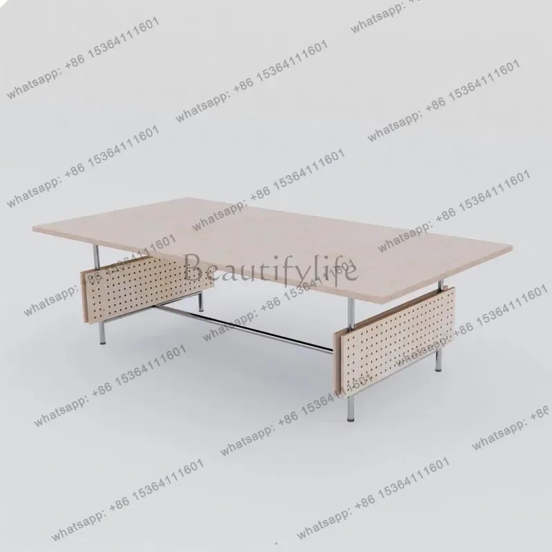 Factory Direct Luxury Office Desks Ocean Panel-Rectangular Stainless Office Desks Birch Wood Office Furniture Escritorios De Ofi