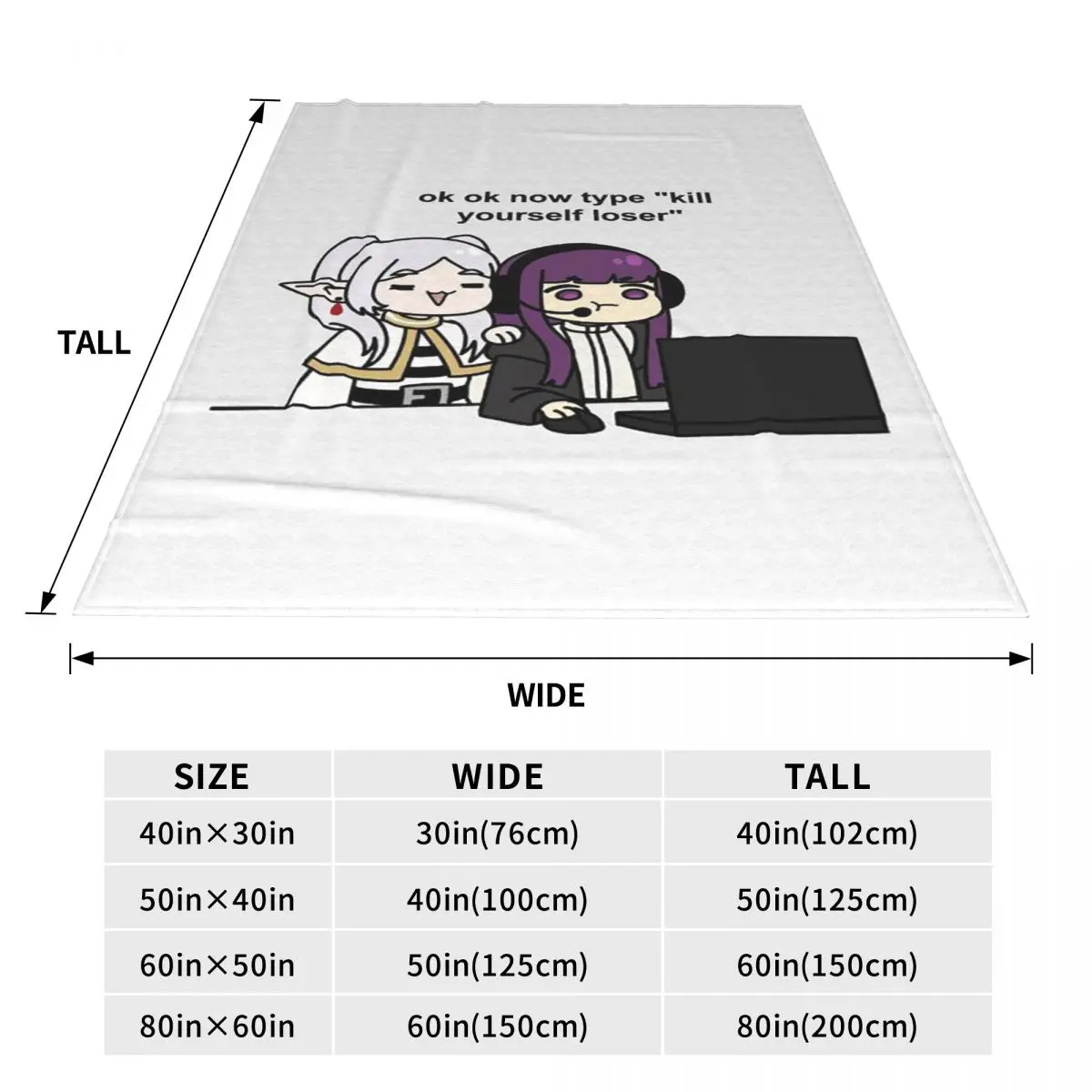 Gamer Fern And Frieren Classic Blanket Soft Warm Flannel Throw Blanket Plush for Bed Travel Home Couch