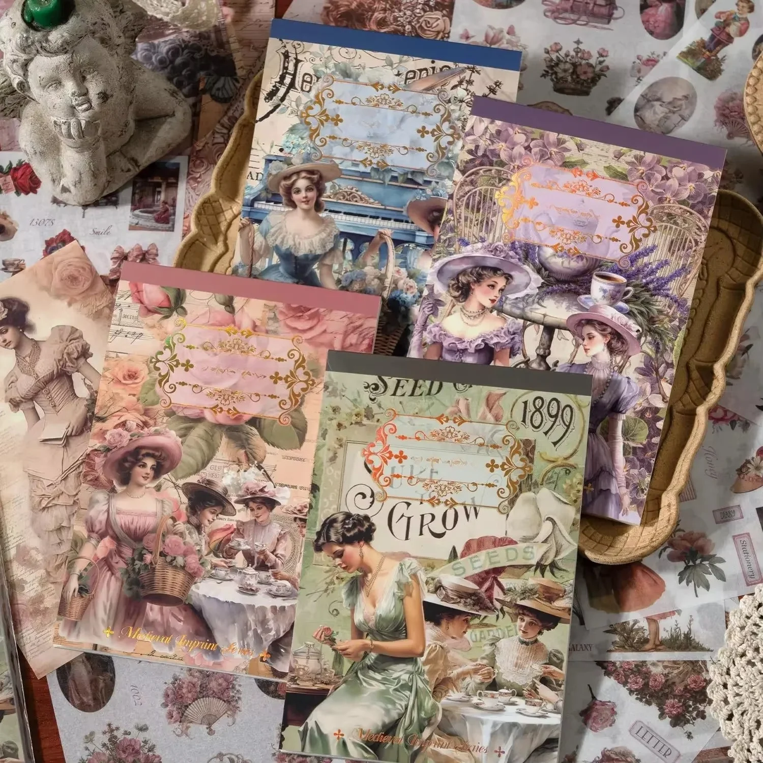1 Packung/2 Packungen Stickerbuch mit ausgestanzten Motiven, Mittelalterliche Druckserie – Sammelbare Vintage-Aufkleber mit europäischen Charakteren, 50 Stück/Packung