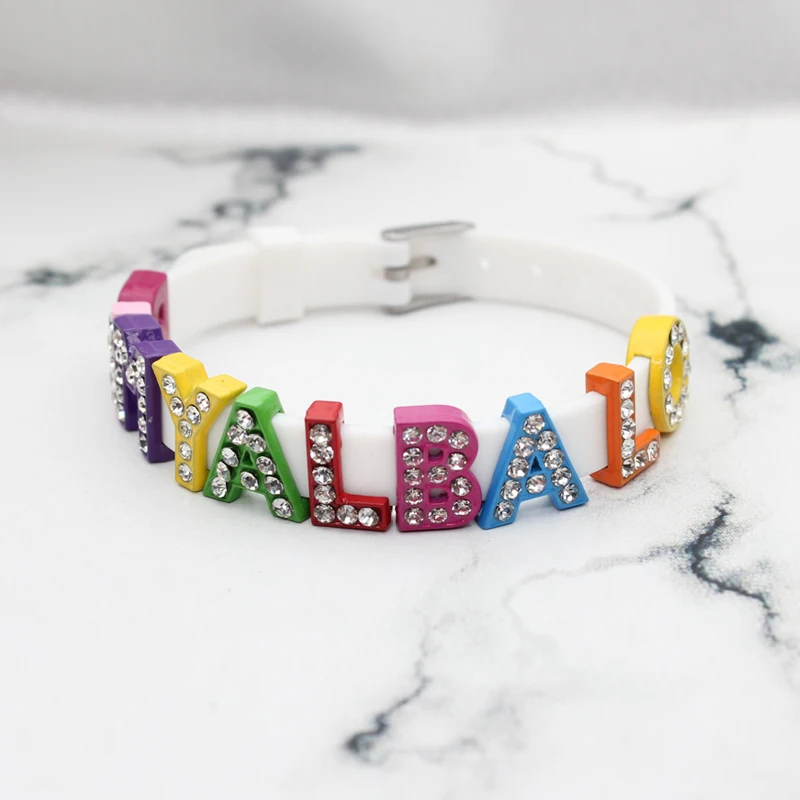 Bracelet Lyric With Letters Random Mixed Color Slide Charms Letters With  Randomly Various Spain Jewelry For Women Kids Gift