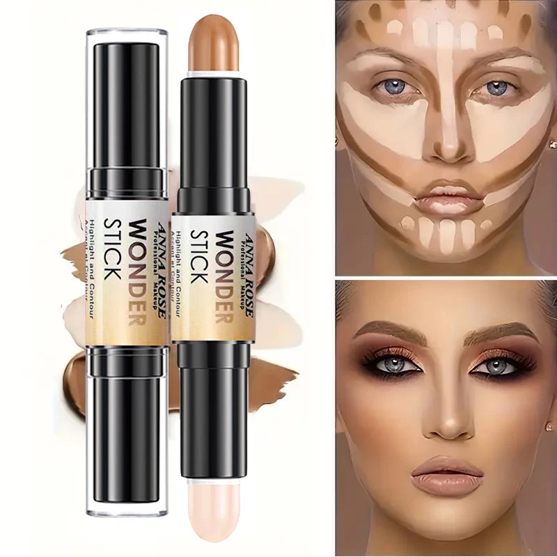 Pluma de maquillaje multifuncional duradera, sombra Nasal facial, resaltador y contorno de doble cabezal