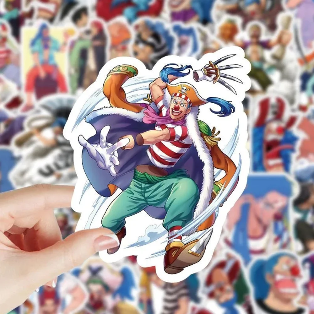 

10/30/50pcs ONE PIECE Buggy Stickers Anime Cool Cartoon Decals DIY Suitcase Skateboard Laptop Car Waterproof Sticker Fun for Toy