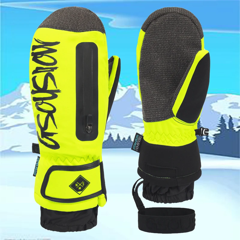 Outdoor Ski Gloves Built-in Wrist Guard Winter Snowboard Glove Men Women Waterproof Wear-resistant Camping Cycling Sport Mittens