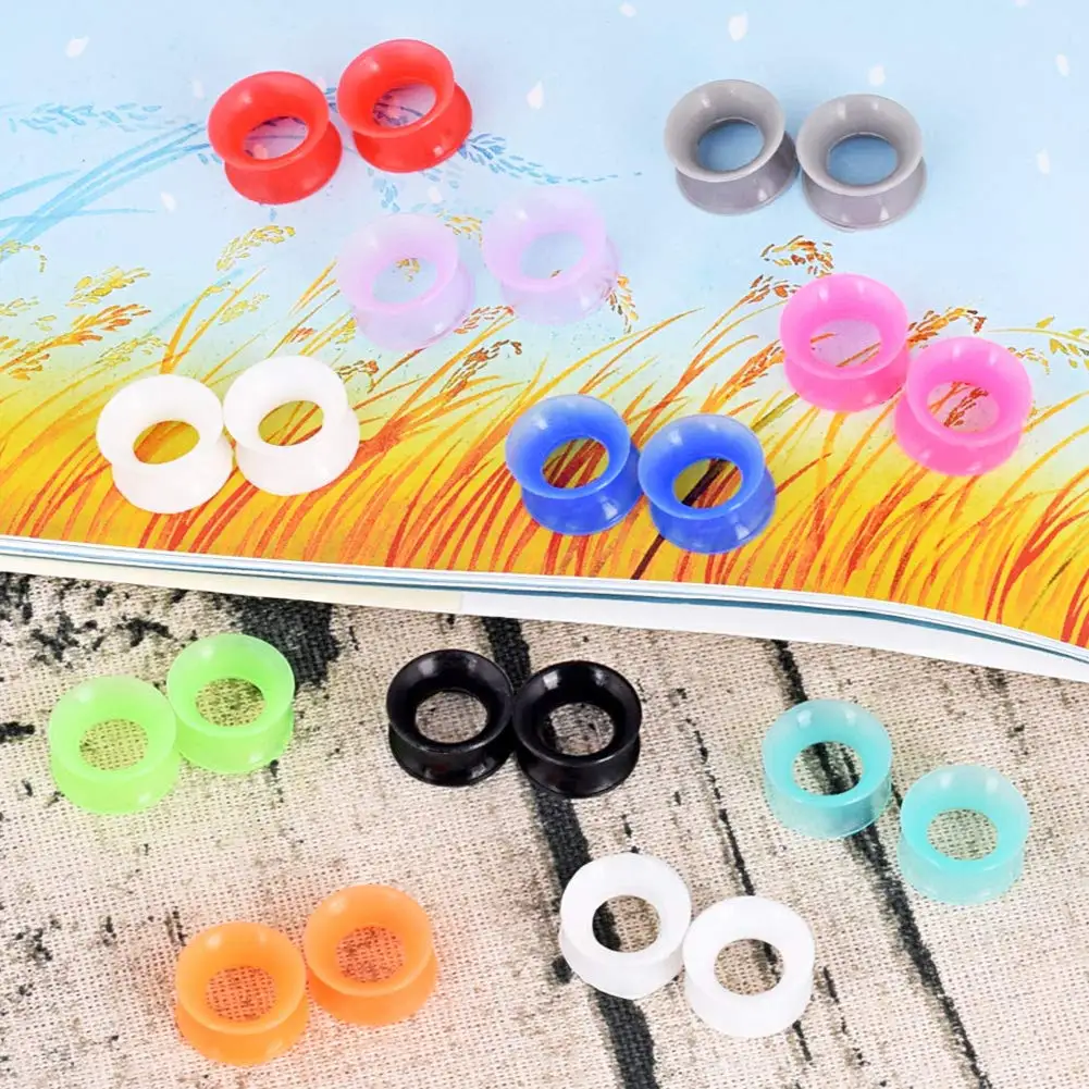 22pcs Colorful Flexible Silicone Double Flared Gauges Plugs Tunnels Expander Ear Skin Stretcher Kit Piercing Jewelry 6mm-16mm