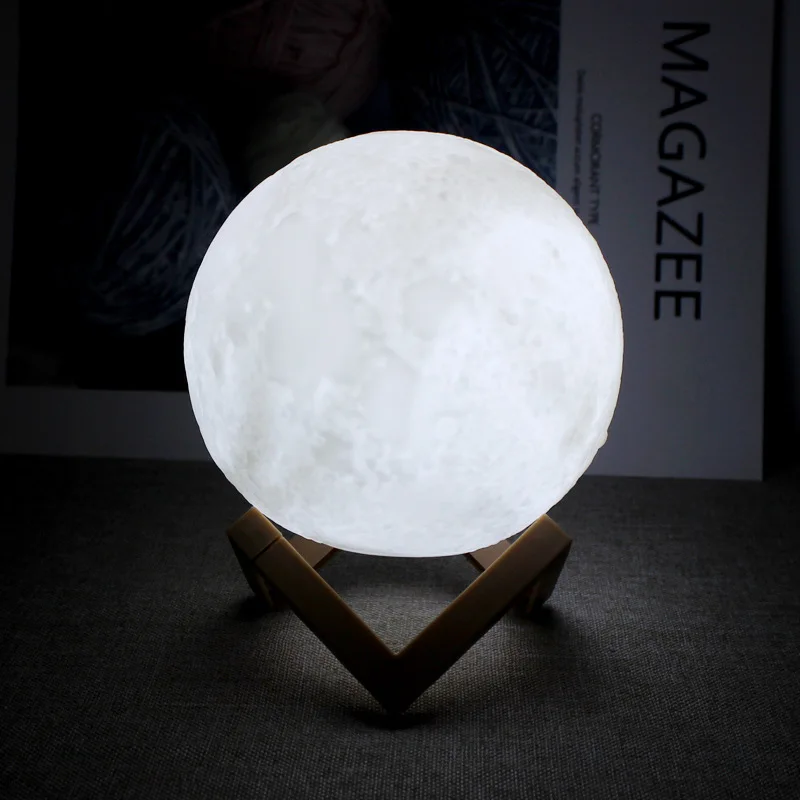 3D Moon Lamp LED Night Light with Stand Starry Lamp Bedroom Decor Room Mood Light Night Lights Kids Gift 8/10/12cm Moon Lamp