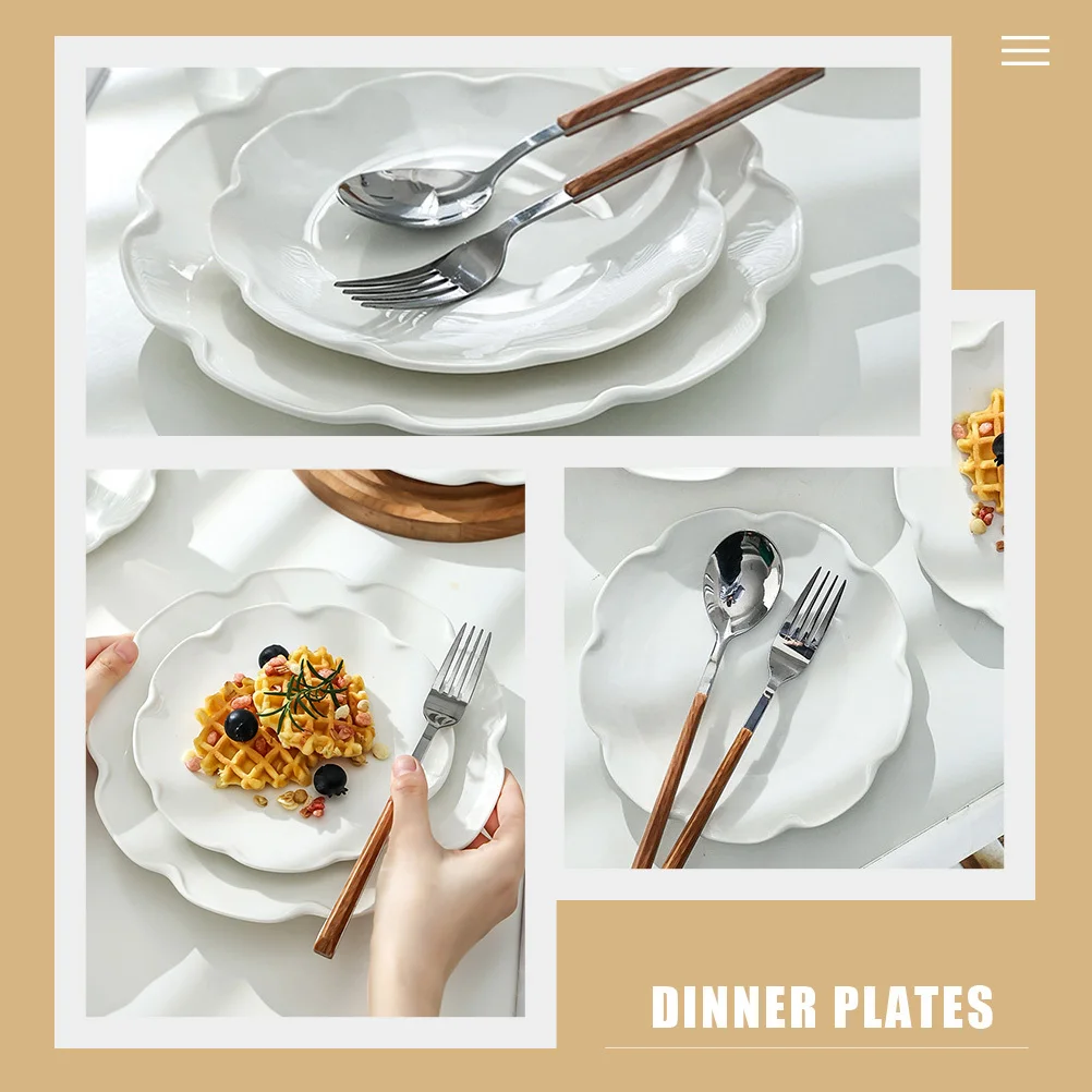 

4Pcs White Ceramic Plates Thickened Multi-Function Food Serving Salad Steak Dessert Oven Safe Dinner Plates