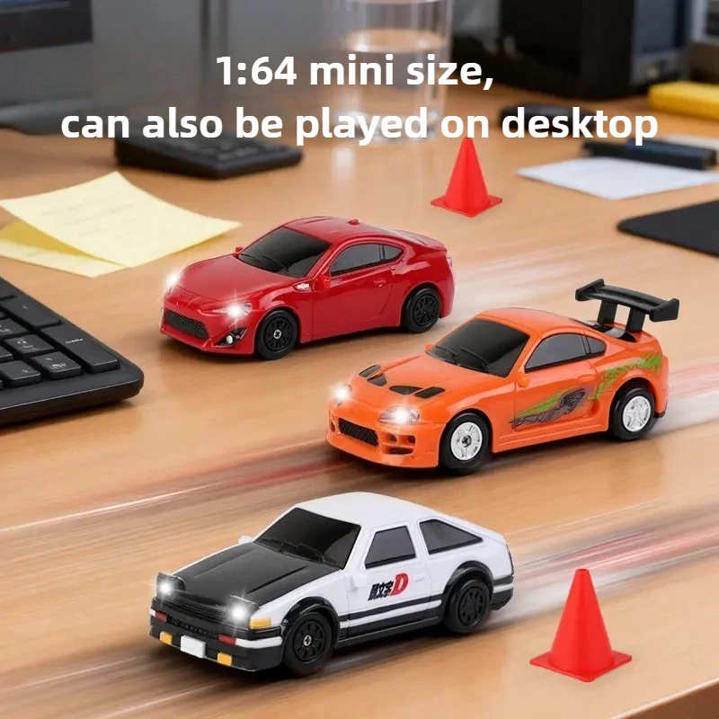 1/64 AE86 Mini RC Desktop Cool Light Drift Remote Control Electric Toy Car Boy Toy