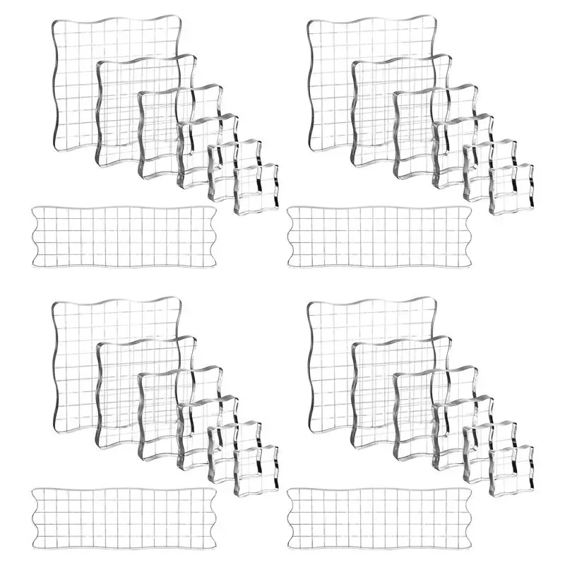 ABUL-28 Pieces Clear Stamp Blocks, Acrylic Stamping Blocks Tools Set With Grid For Scrapbooking Crafts, Cards, Schedule Book