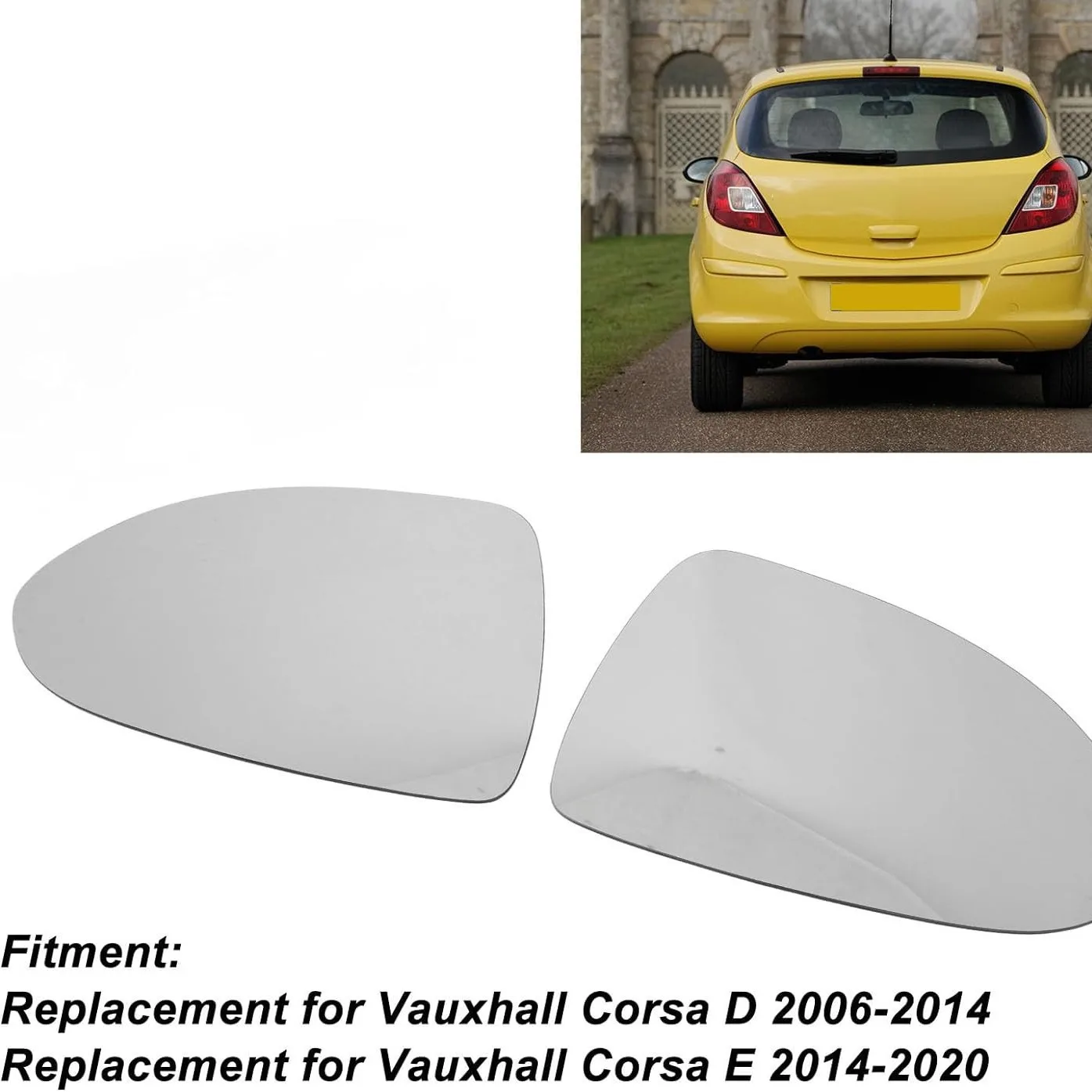 For Opel Vauxhall Corsa D 06-14 Corsa E 14-20 Reversing Lenses Rearview Lenses