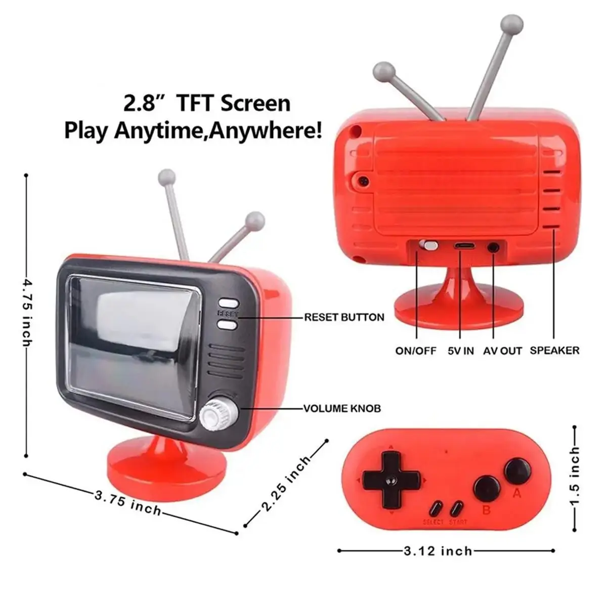 [AC18 Digital]/Retro Game Console with 300 Built-in Classic Games 216 Single-Player & 84 Two-Player Games 2.4G Wireless Controll