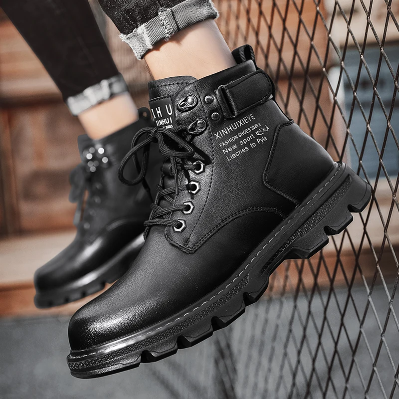 Man Shoes Military High Top Winter Lace-Up Botas Hombre Men Leather Shoes Fashion Motorcycle Men Ankle Boots Men Boots - view 6