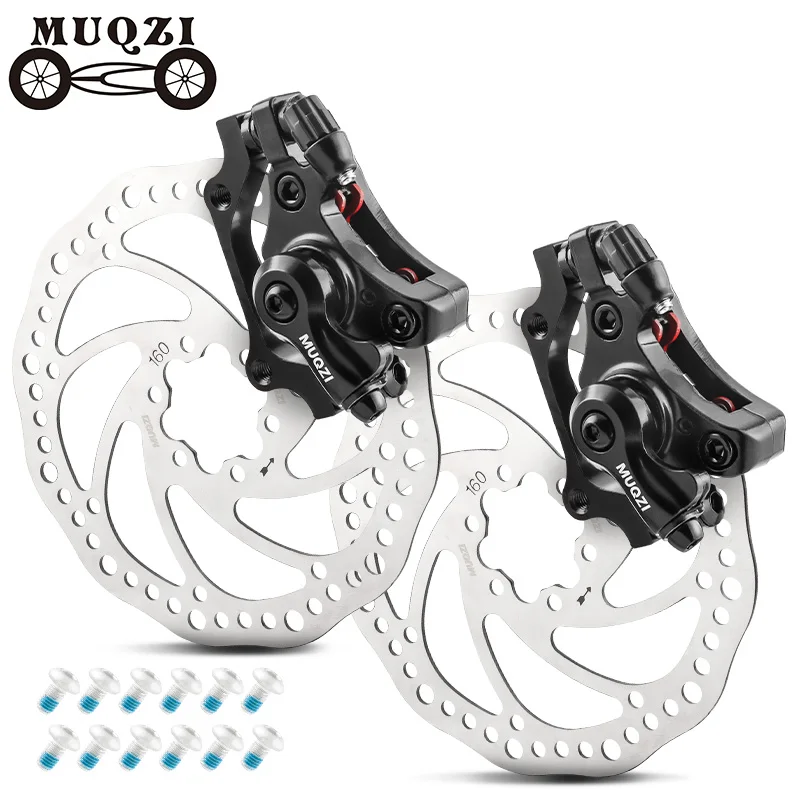 MUQZI MTB Bike Disc Brake Kit Front Rear Bicycle Brake Caliper Hydraulic Hose Cable 140mm 160mm Rotor Cycling 22.2mm Brake Lever