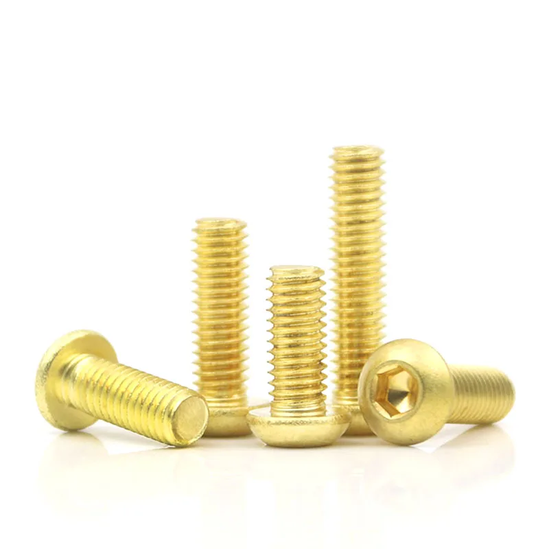 M2 M2.5 M3 M4 M5 M6 M8 Pure Brass Allen Socket Screw ISO7380 Brass Button Head Hex Socket Screw