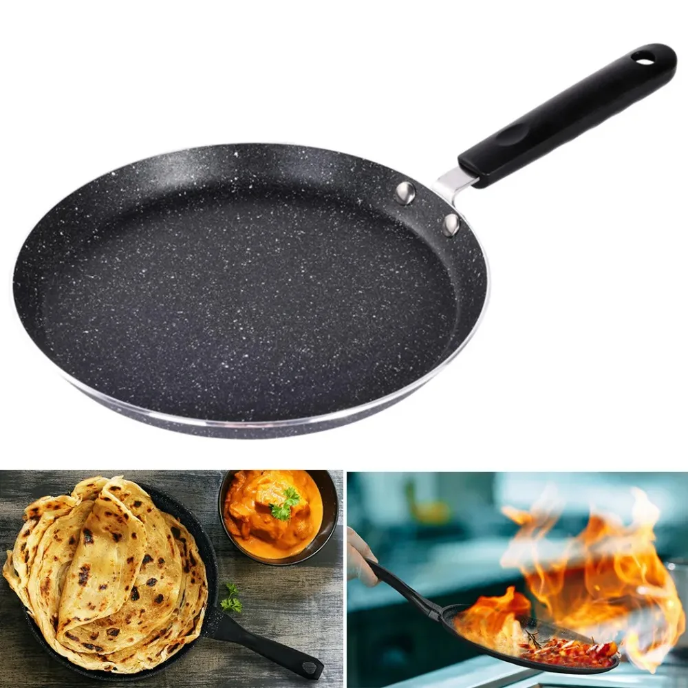 1Pcs Nonstick Crepe Pan Pancake Frying Pan Omeltte Pizza Skillet Portable Wok for Home Camping Breakfast Kitchen Cooking Tools