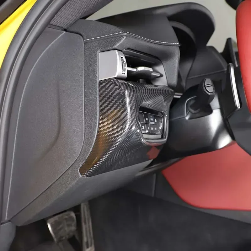 For Toyota GR Supra A90 A91 Real Dry Carbon Fiber 19-2023 Headlight Switch Button Decorative Cover Sticker Interior Accessories