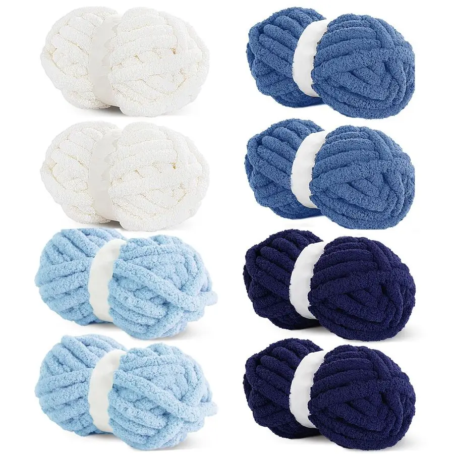 

10 Chunky Chenille Yarn for Crocheting, Super Bulky Jumbo Yarn for Hand Knitting, 3 4 Thick Soft Plush Yarn for Blankets, 8 Skei