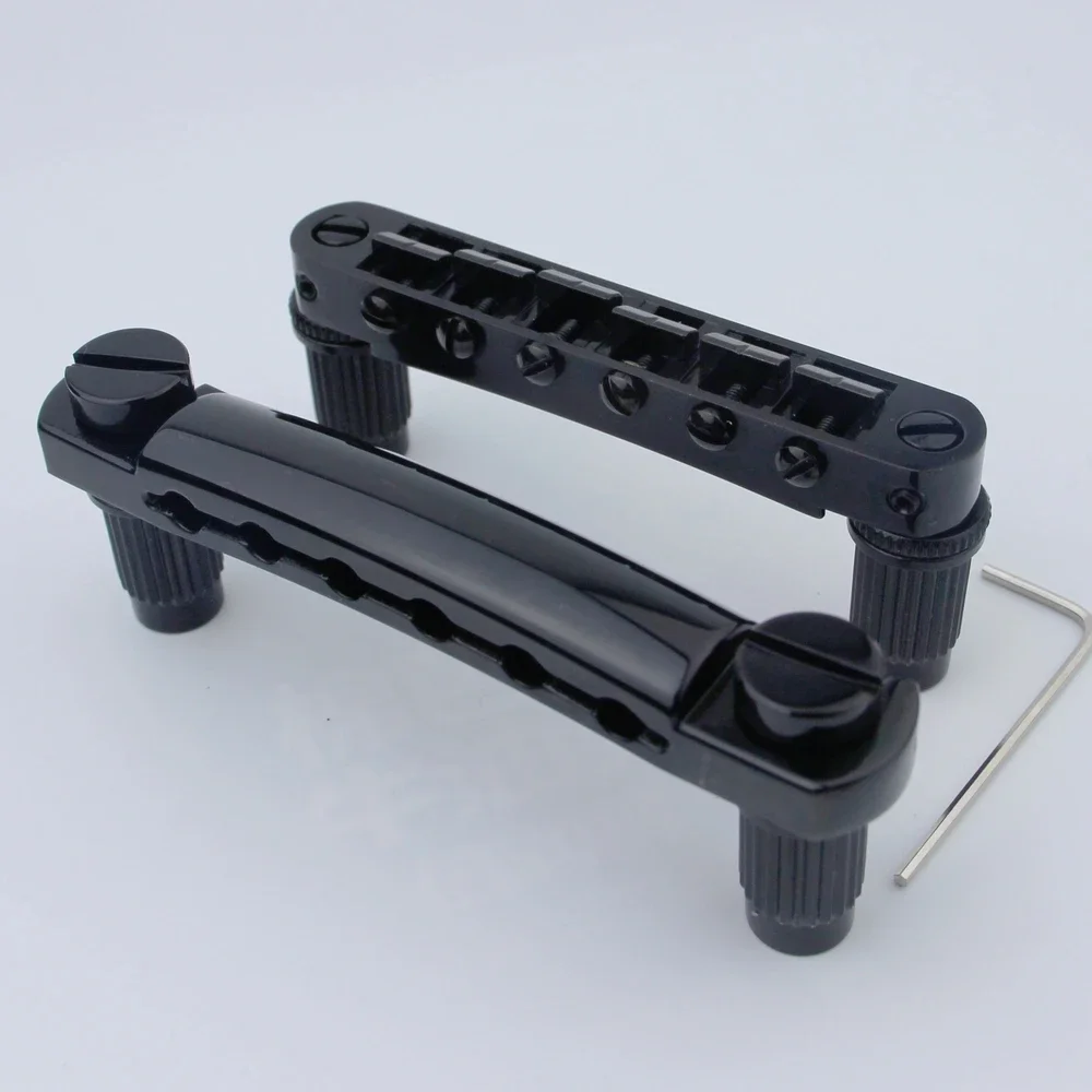 Tune-O-Matic Guitar Stop Bar Tailpiece + LP SG Electric Guitar Bridge with Anchors And Studs for LP SG Guitars Chrome Black