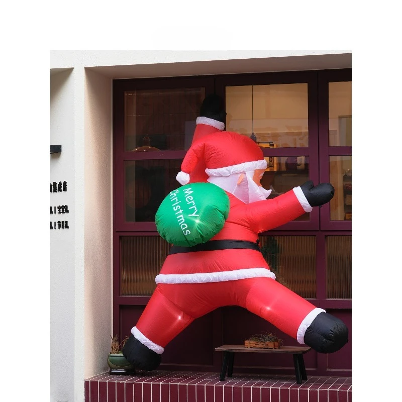 Christmas decorations outdoor inflatable wall climbing Santa Claus Christmas door head atmosphere pendant scene