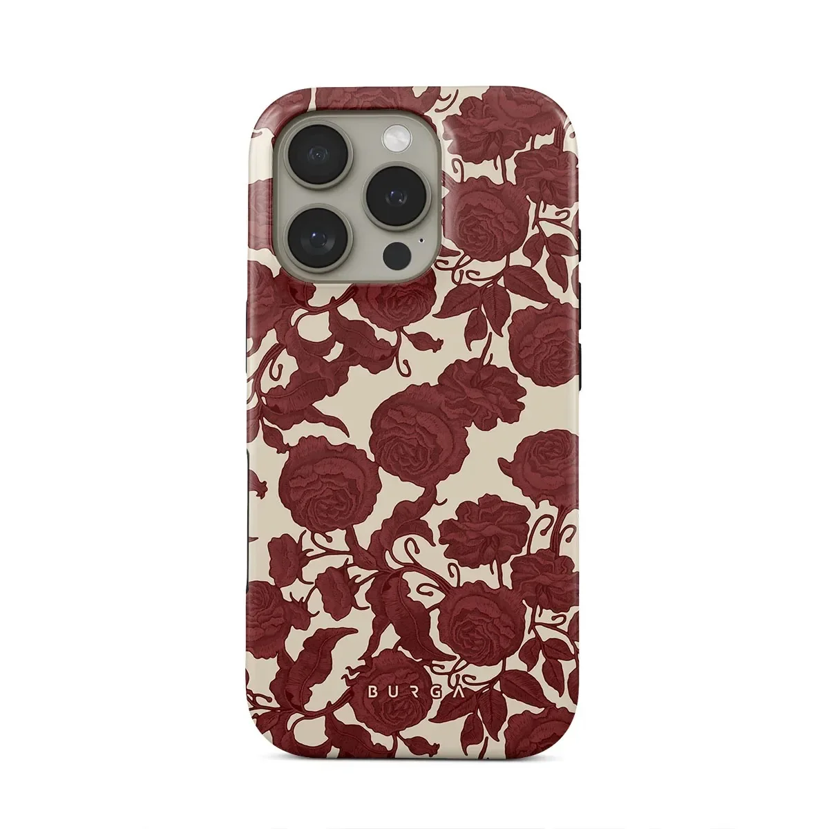 

Hot Red Roses Pattern Retro Phone Case for IPhone 16 15 14 13 12 11 Pro Max Plus Luxury Magnetic Double-layer BURGAS Back Cover