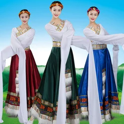 2022 Tibetan Dance Performance Costume Show Event Tibetan Tops Ethnic Dance Costume Practice Big Swing Skirt Tujia Ethnic