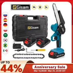 Gisam 6 Inch Chain Saw Cordless Electric Saw Handheld Garden Logging Chainsaw Wood Cutting Power Tools for Makita 18V Battery