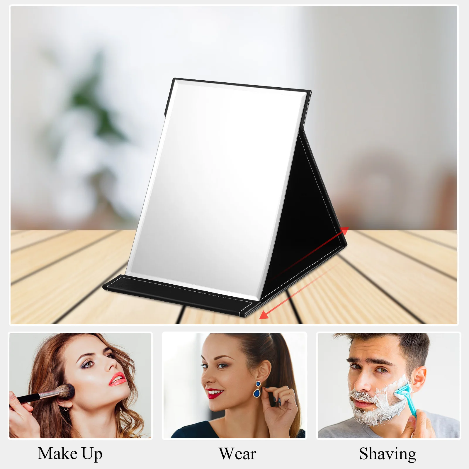 Lusterko do makijażu składane przenośne regulowane bezramkowe lusterko kosmetyczne dla kobiet podróżne regulowane lusterka do makijażu