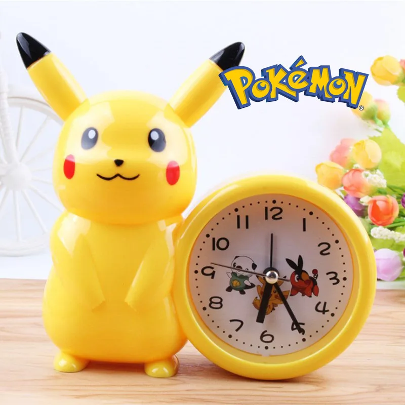 Pokemon Clock Anime Figures Pikachu Catoon Kawaii Model Action Decoration Toy Children Alarm Pointer Watch Student Kids Gift