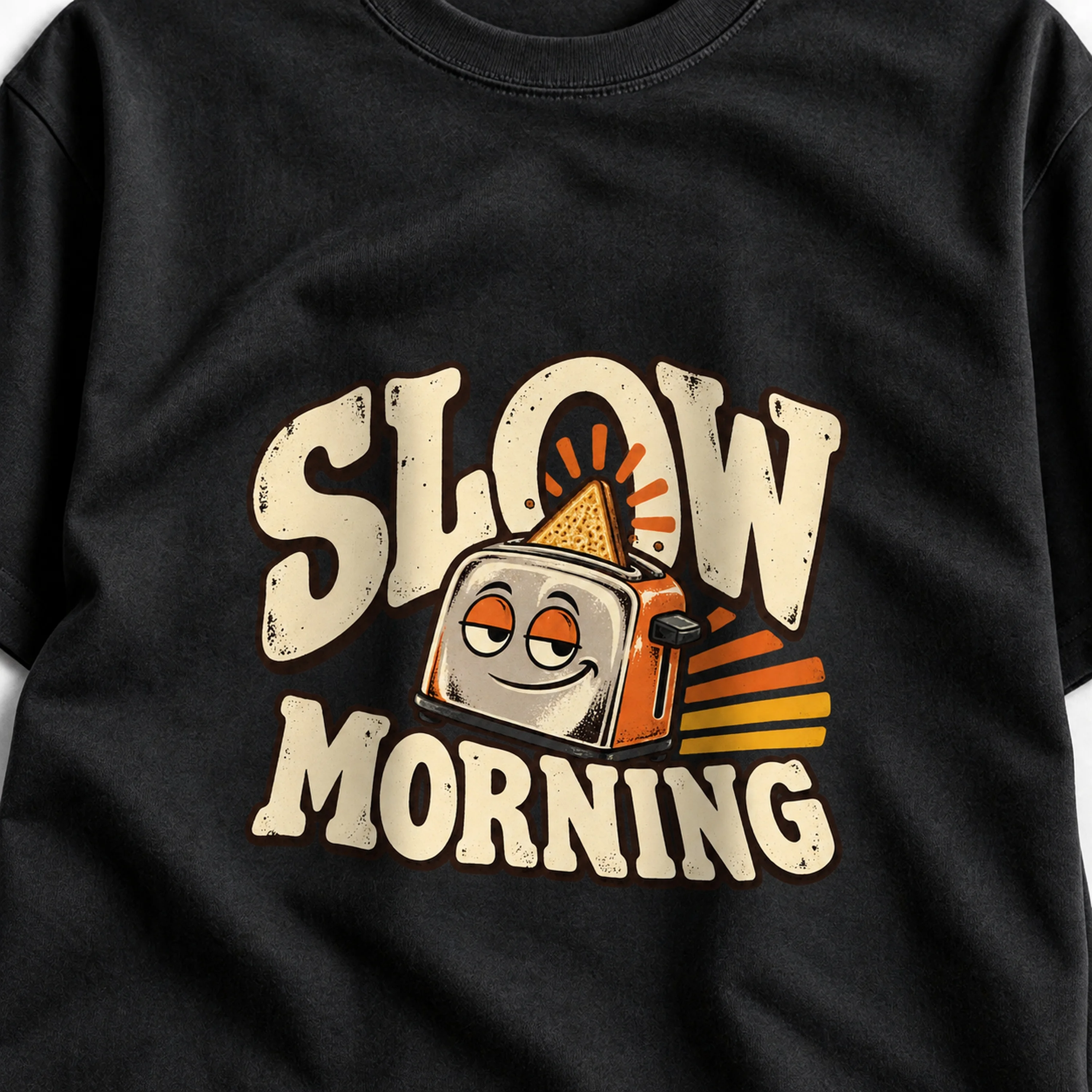 Slow Morning Retro Toaster Graphic Crew Neck T-Shirt