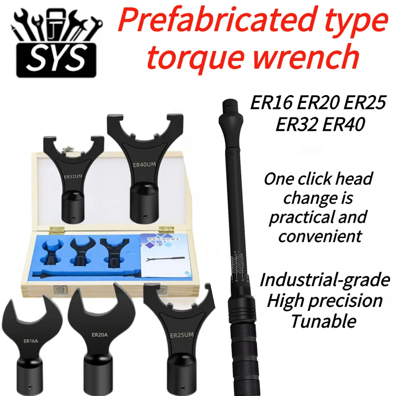 Precise CNC Torque Wrench 20-60/20-220Nm Replaceable ER16 ER20 ER25 ER32 Wrench A M UM Nuts Machining Center Tool Holder Wrench
