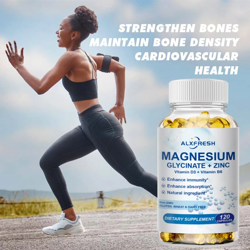 Magnesium with Zinc,Vitamin D3 B6 - Promotes Proper Muscle, Heart and Bone Support Cardiovascular Function Improve Sleep Quality