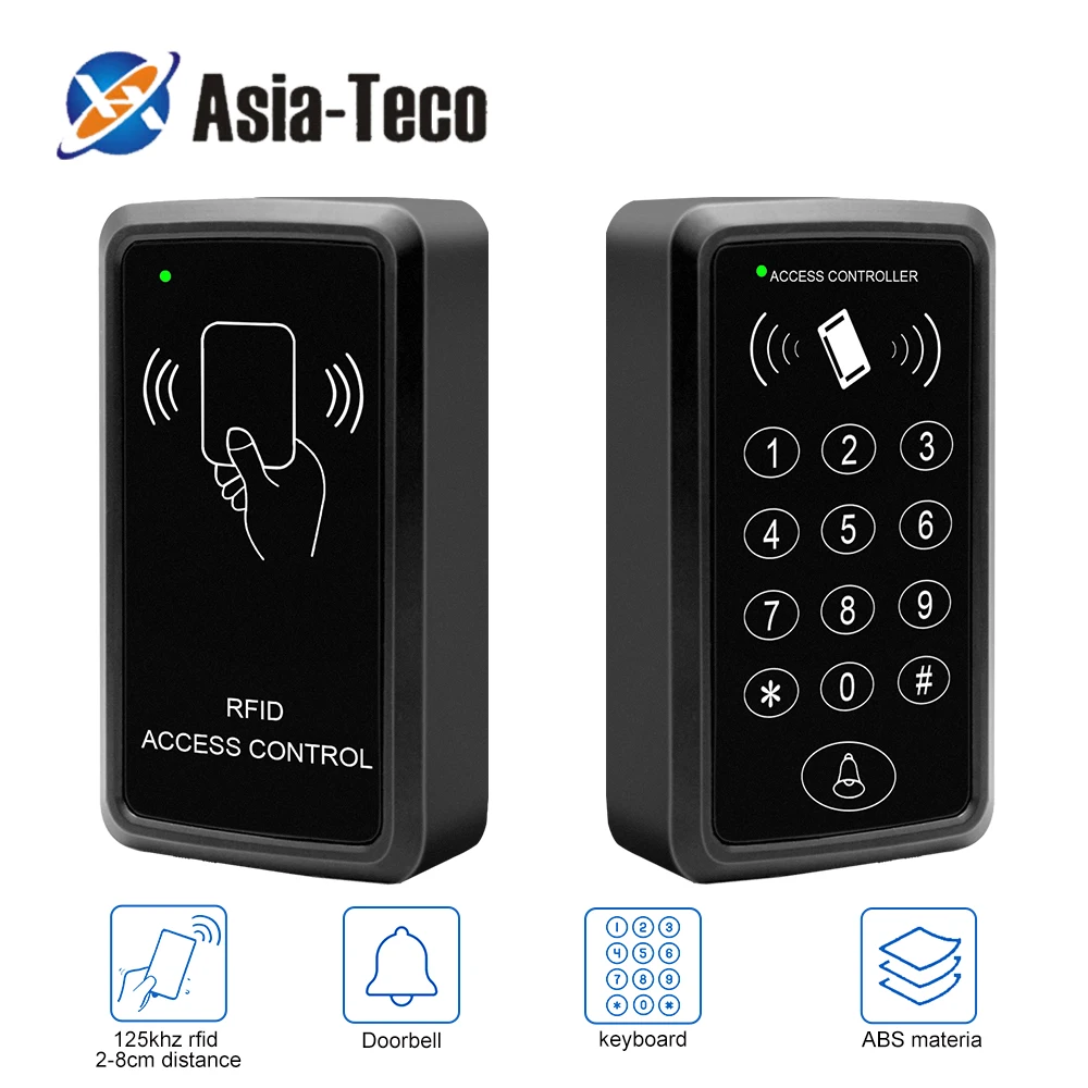 

Door Access Control System Keypad Outdoor with Waterproof Cover 125KHz Standalone Controller RFID Reader Gate Opener 10pcs Keys