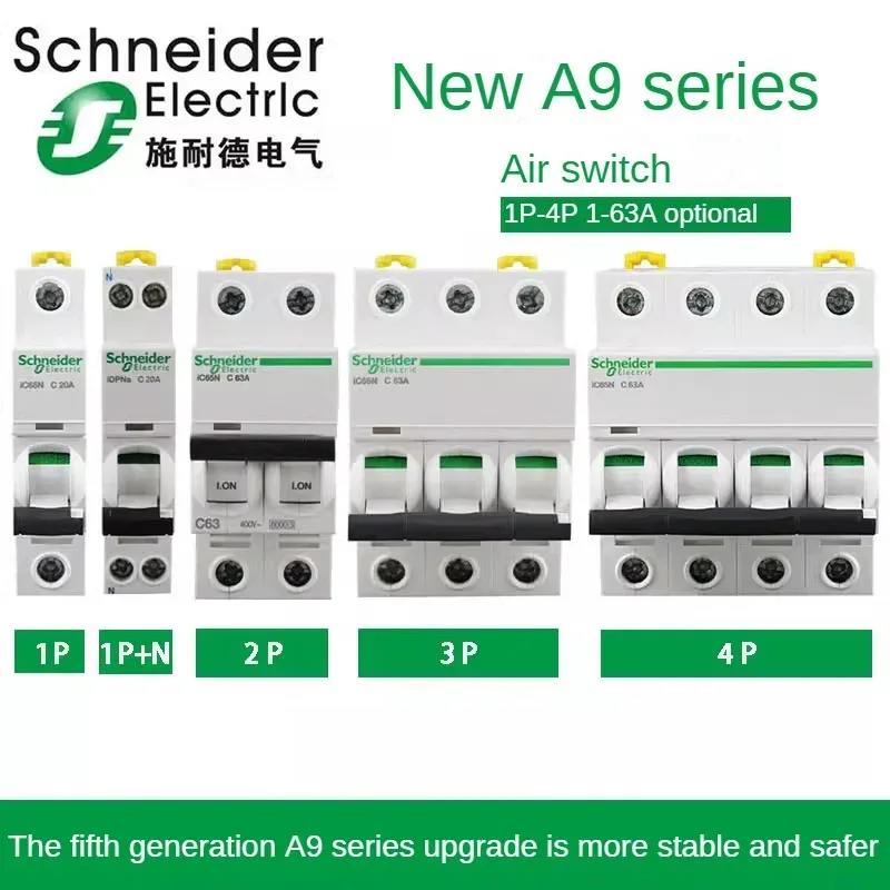 Schneider MCB Air Switch 1/2/3/4P iC65N/iC60N C Household 2/3/4/6/10/16/20/25/32/40/50/60/63a Air Ac Miniature Circuit Breaker