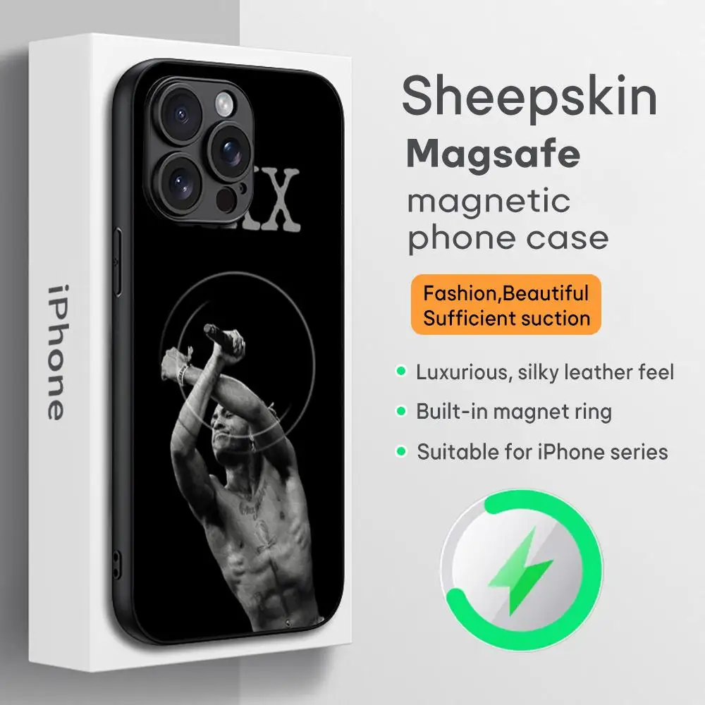Hot X-XX-X T-Tenta-cionS rap Phone Case For iPhone 16 15 14 13 12 11 Plus Pro Max  High-end Luxury Magsafe Sheepskin
